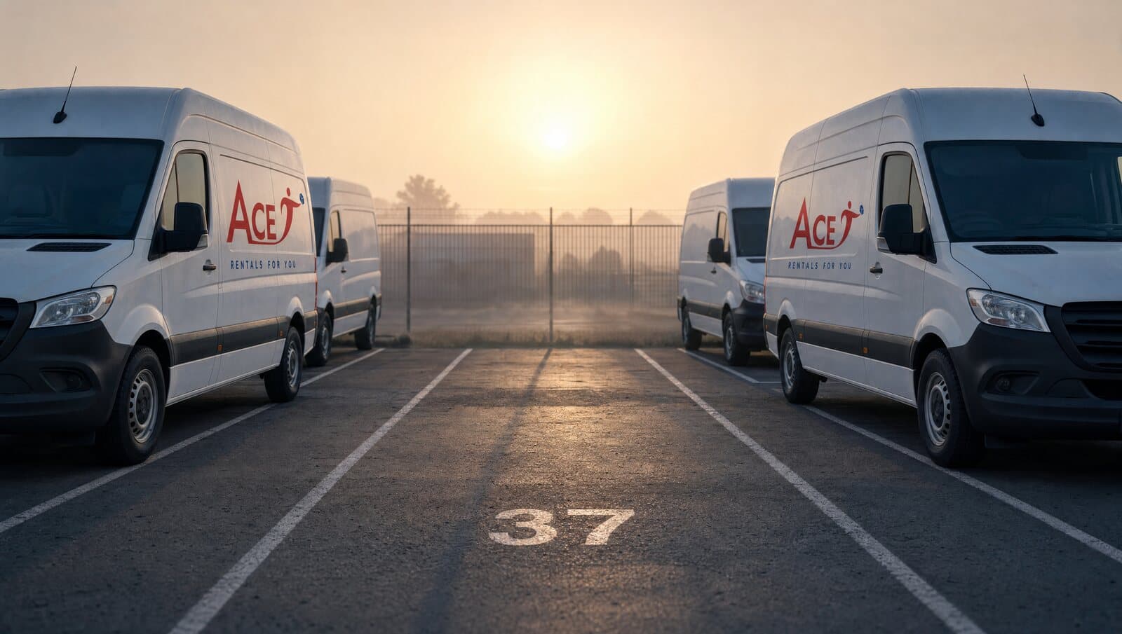 Empty parking bay in a delivery depot at dawn