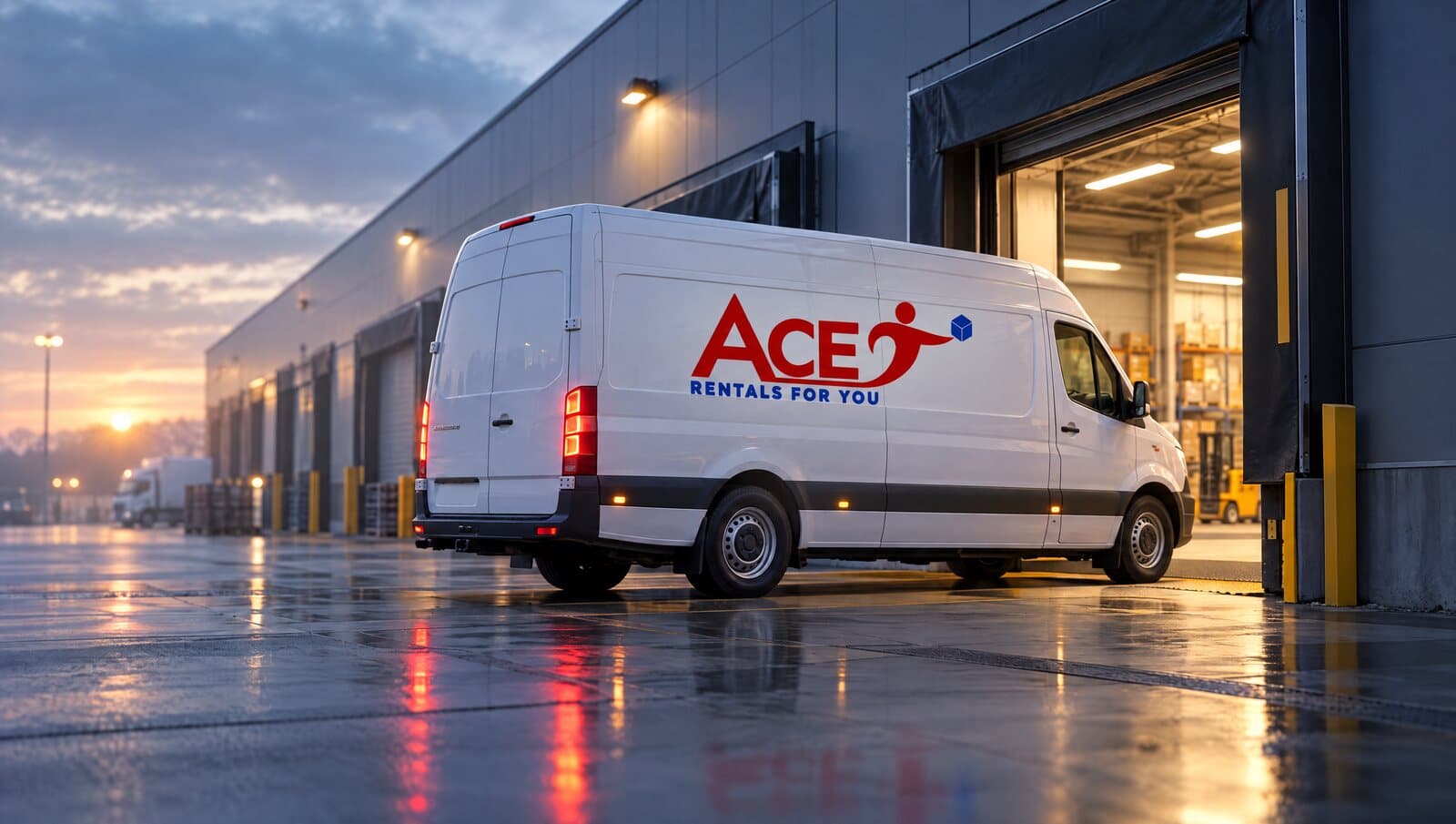 Long wheelbase panel van at a depot loading bay