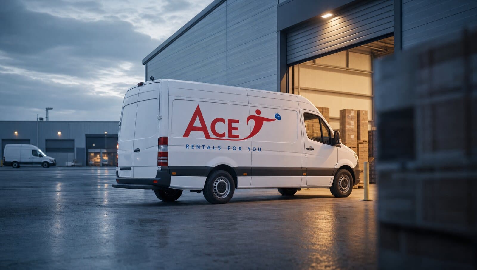 Long wheelbase panel van at a depot loading bay